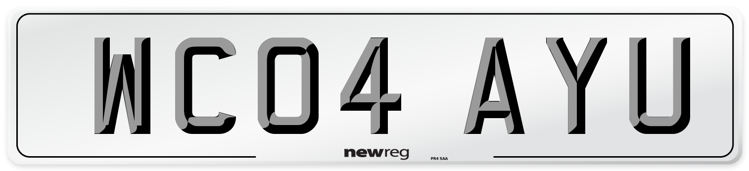 WC04 AYU Number Plate from New Reg